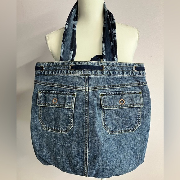 Handmade Upcycled Shoulder Bag/Tote, Faded Blue Denim - Picture 4 of 4